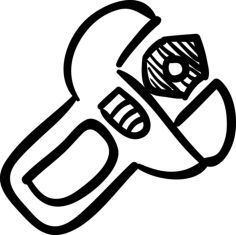 Adjustable Spanner Hand Drawn Tool Engraving Svg Design, Free Vectors File
